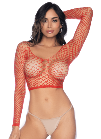 2 en 1 Top ou pantalon en résille rouge - MAL1120RED